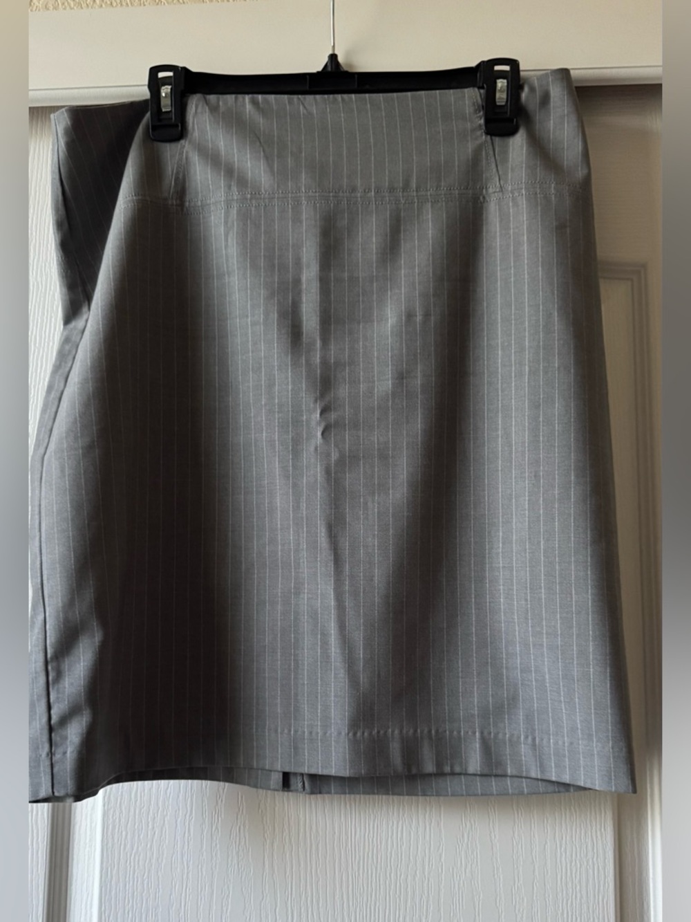 New York & Company Gray Pinstripe Pencil Skirt